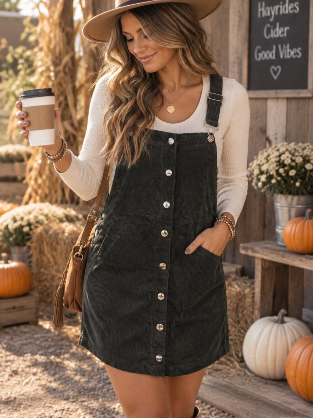 Mi Ami Francesca’s Black Corduroy Overall Pinafore Dress M
